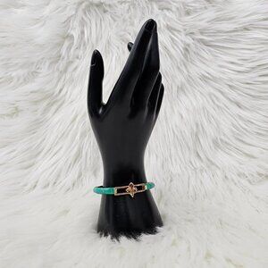 Florentine Eel Skin Green Gold Tone Vintage Bracelet